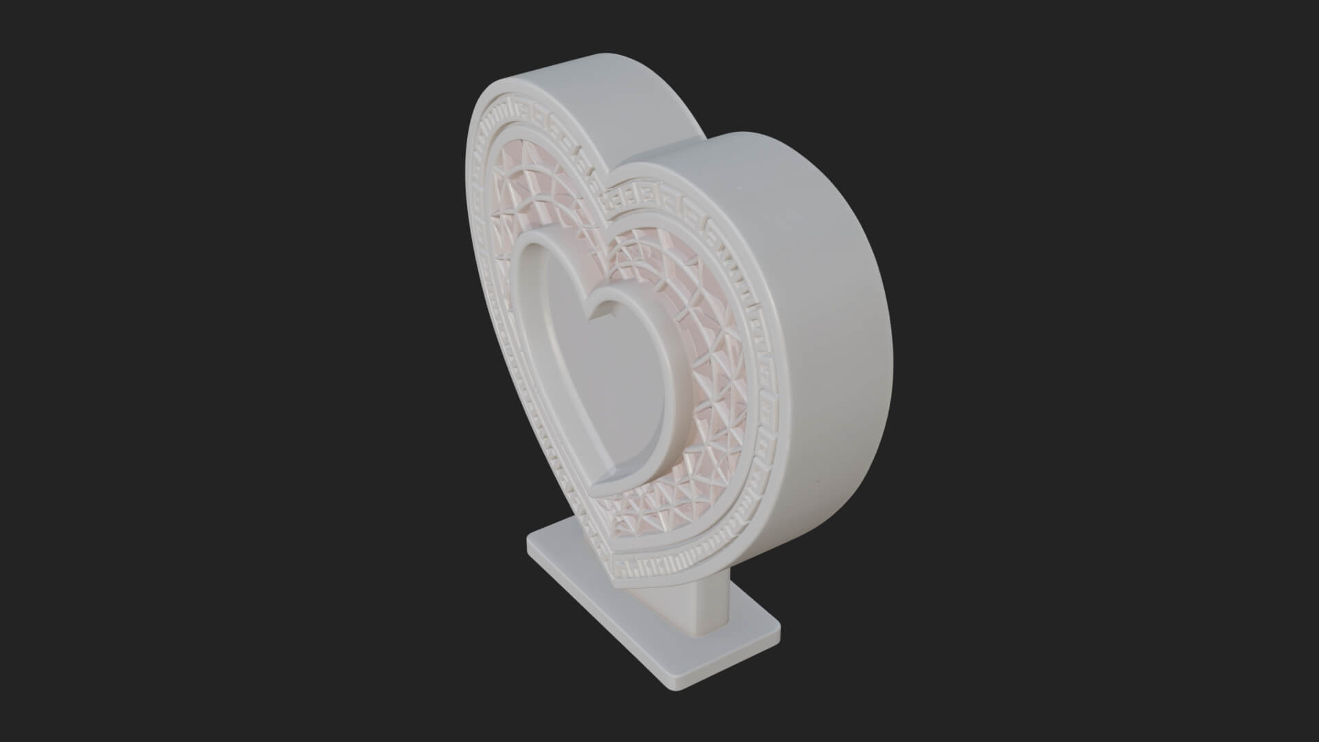 Ornate Framed Heart Plaque Design 222 3D Print Model 3D Model