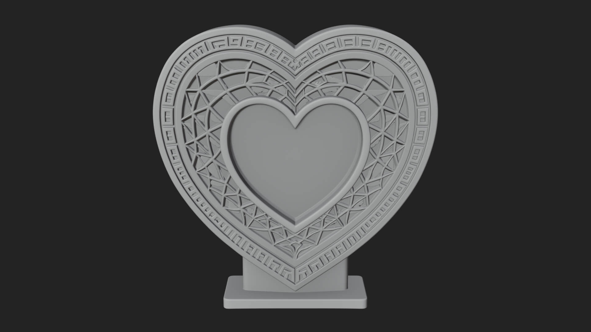 Ornate Framed Heart Plaque Design 222 3D Print Model 3D Model