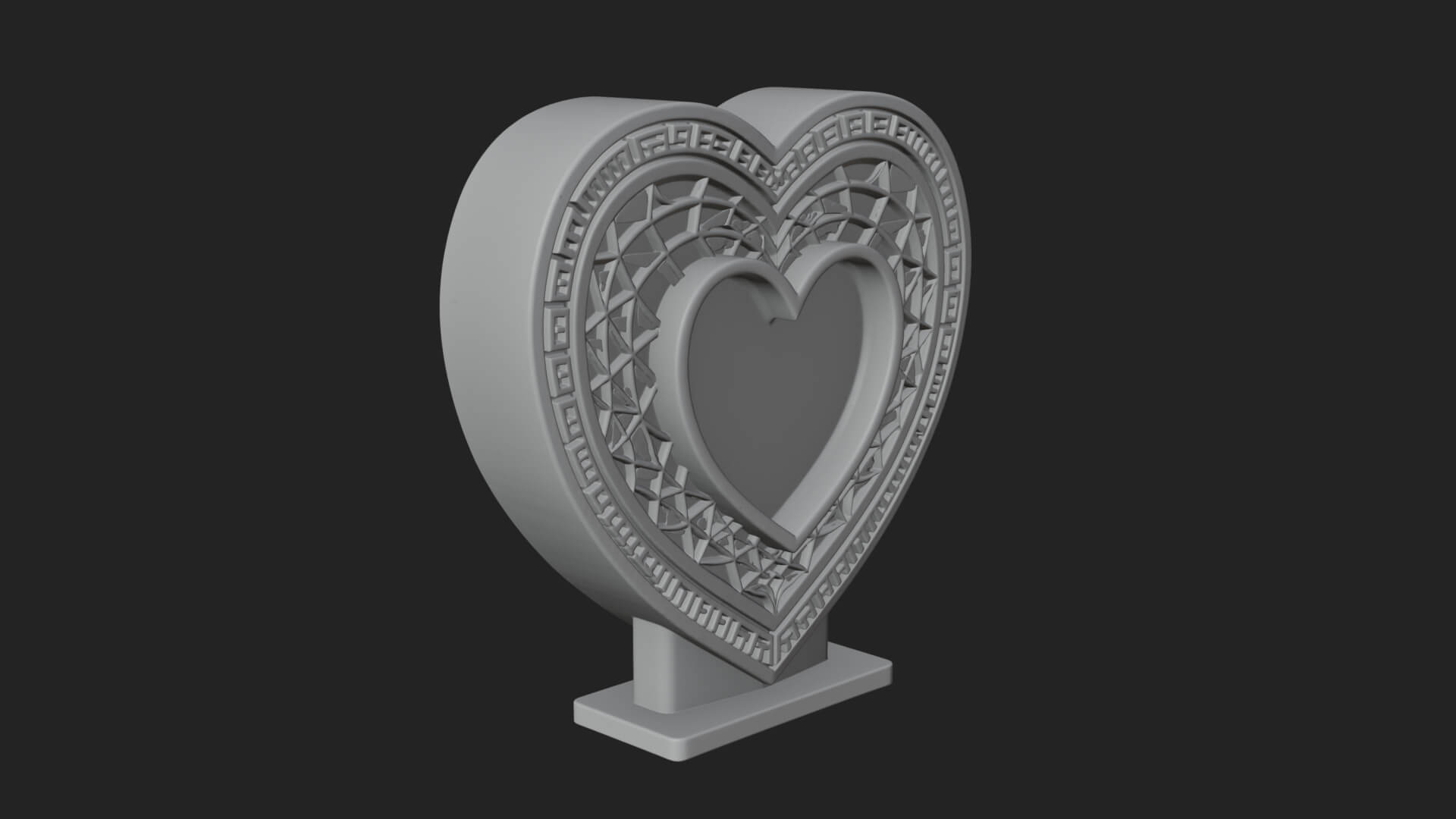 Ornate Framed Heart Plaque Design 222 3D Print Model 3D Model