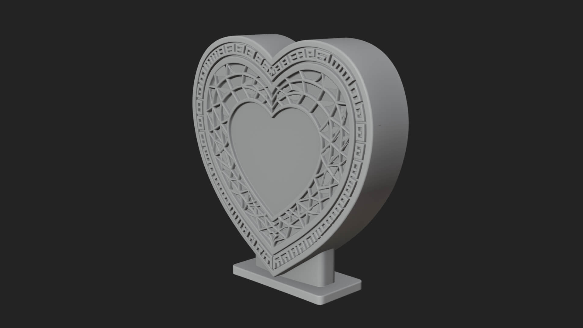 Ornate Framed Heart Plaque Design 222 3D Print Model 3D Model