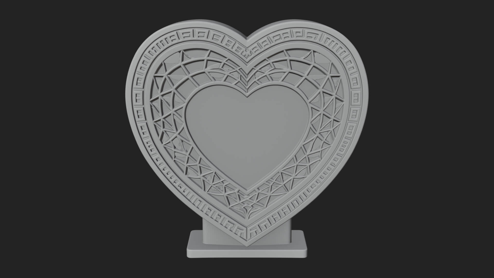 Ornate Framed Heart Plaque Design 222 3D Print Model 3D Model