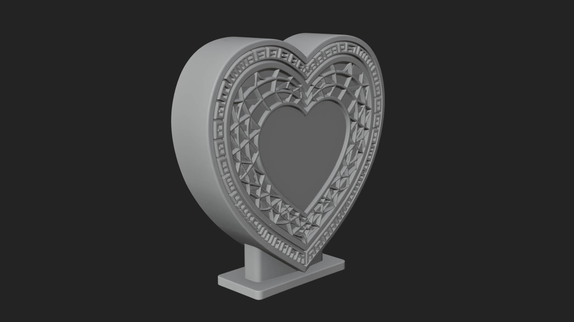 Ornate Framed Heart Plaque Design 222 3D Print Model 3D Model