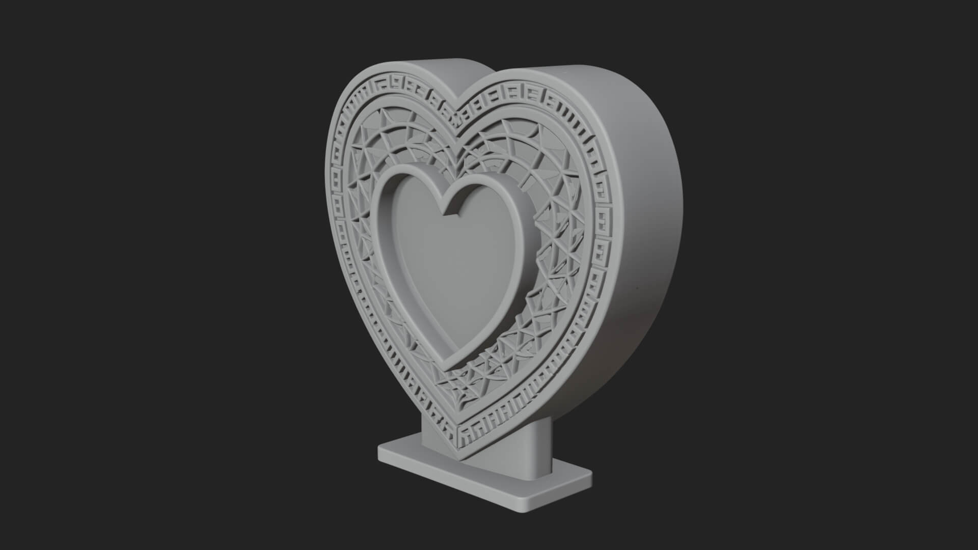 Ornate Framed Heart Plaque Design 222 3D Print Model 3D Model