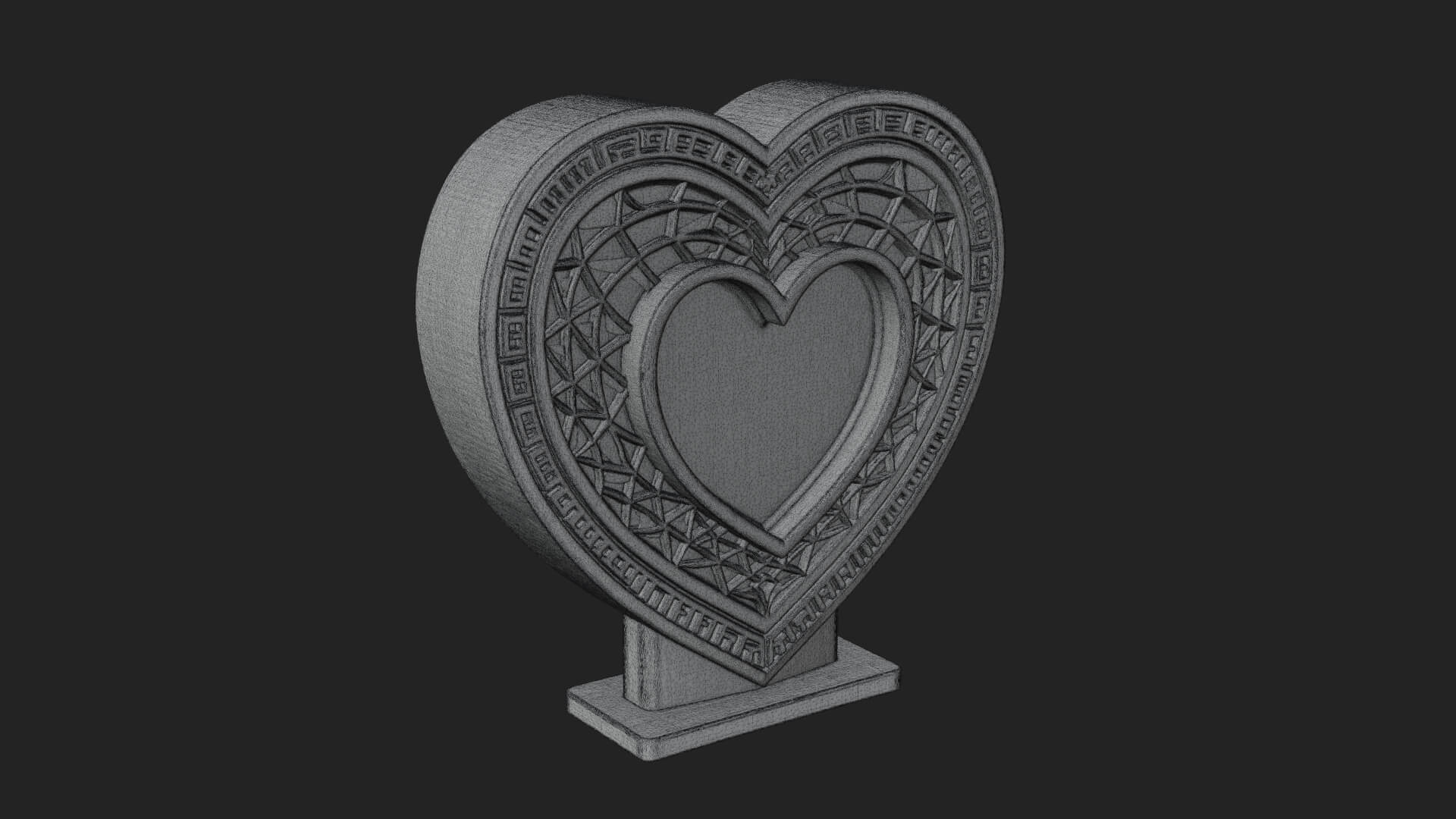 Ornate Framed Heart Plaque Design 222 3D Print Model 3D Model