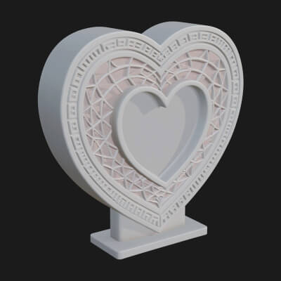 Ornate Framed Heart Plaque Design 222 3D Print Model
