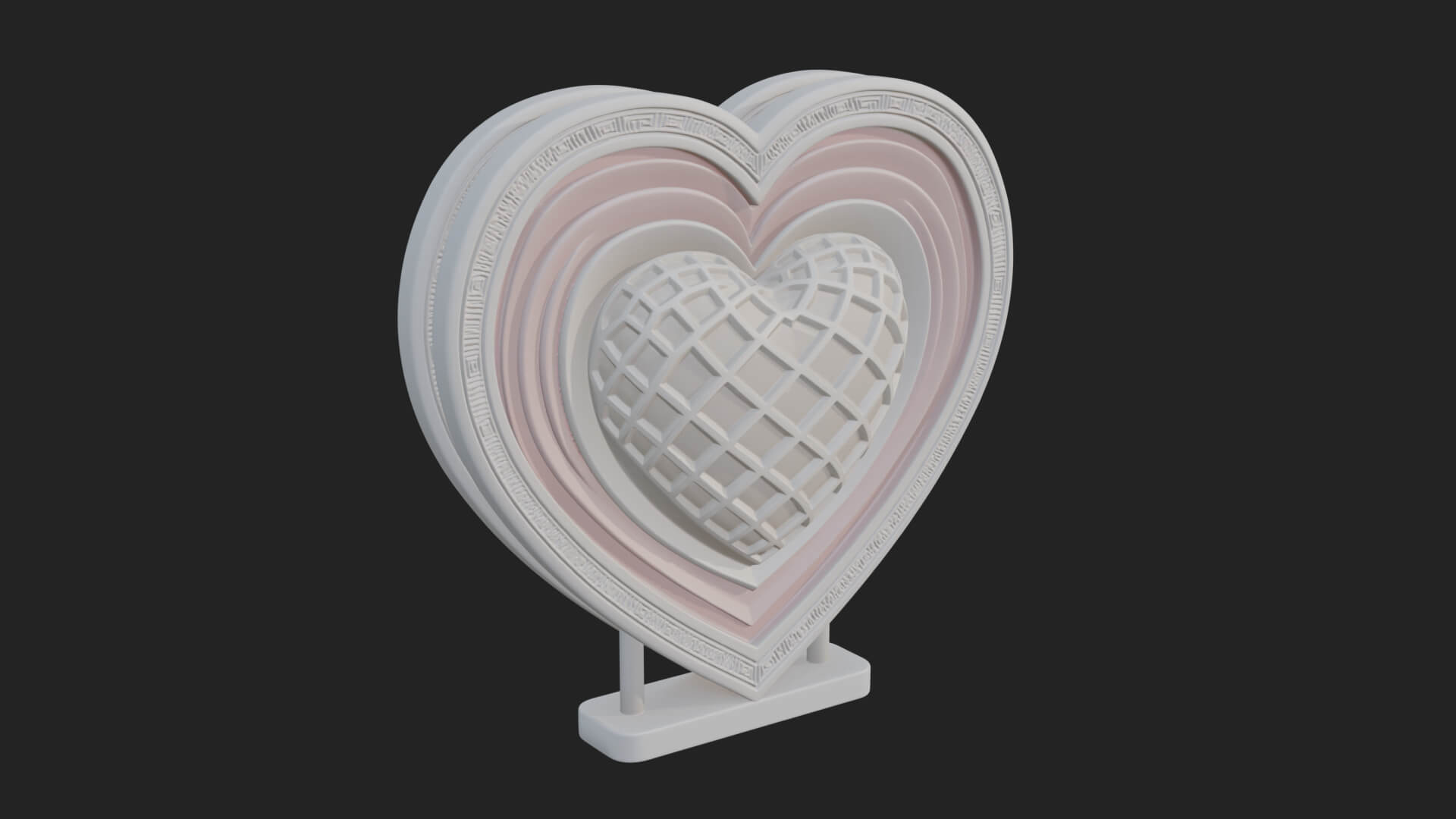 Ornate Framed Heart Plaque Design 223 3D Print Model 3D Model