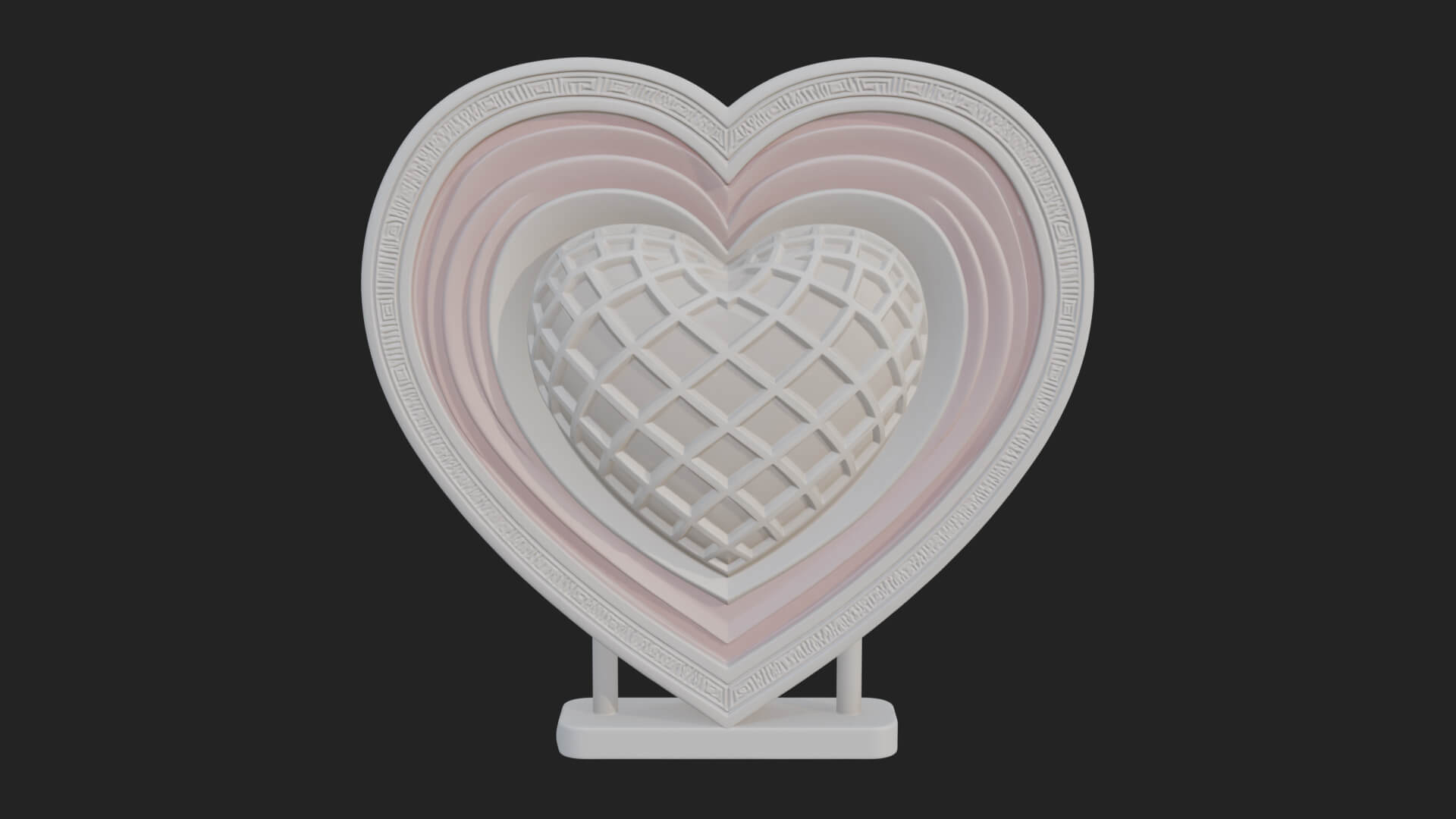 Ornate Framed Heart Plaque Design 223 3D Print Model 3D Model