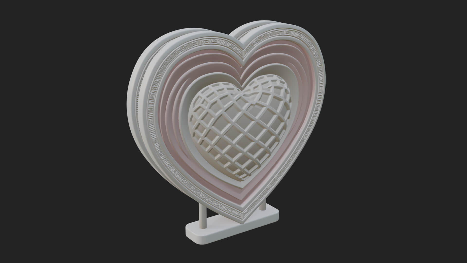 Ornate Framed Heart Plaque Design 223 3D Print Model 3D Model