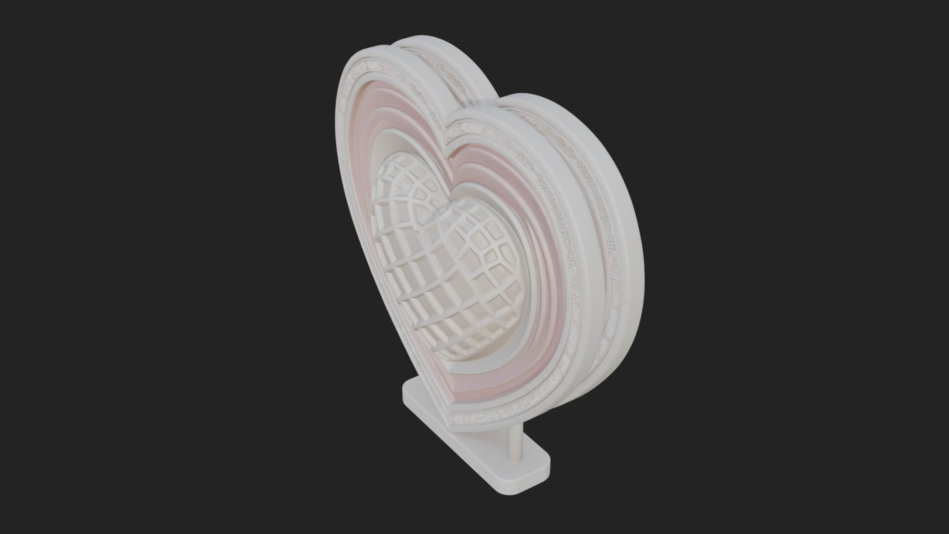 Ornate Framed Heart Plaque Design 223 3D Print Model 3D Model