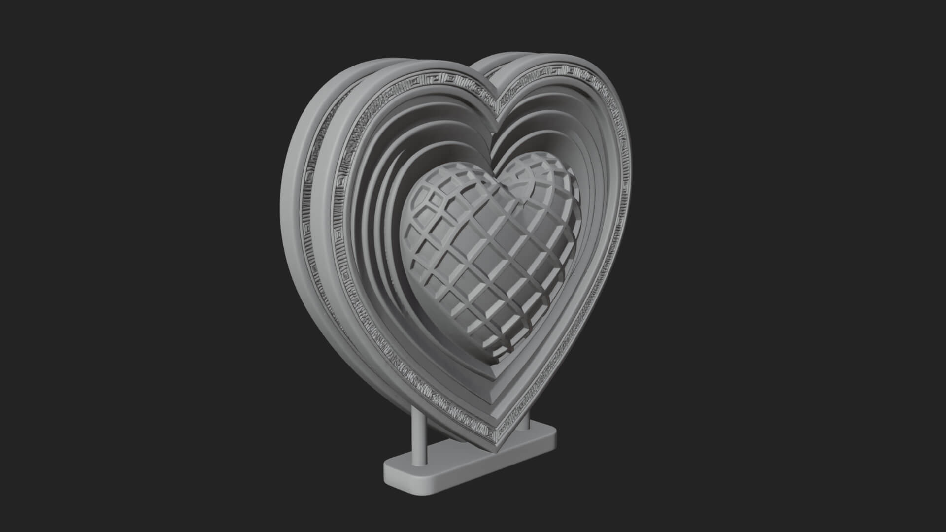 Ornate Framed Heart Plaque Design 223 3D Print Model 3D Model