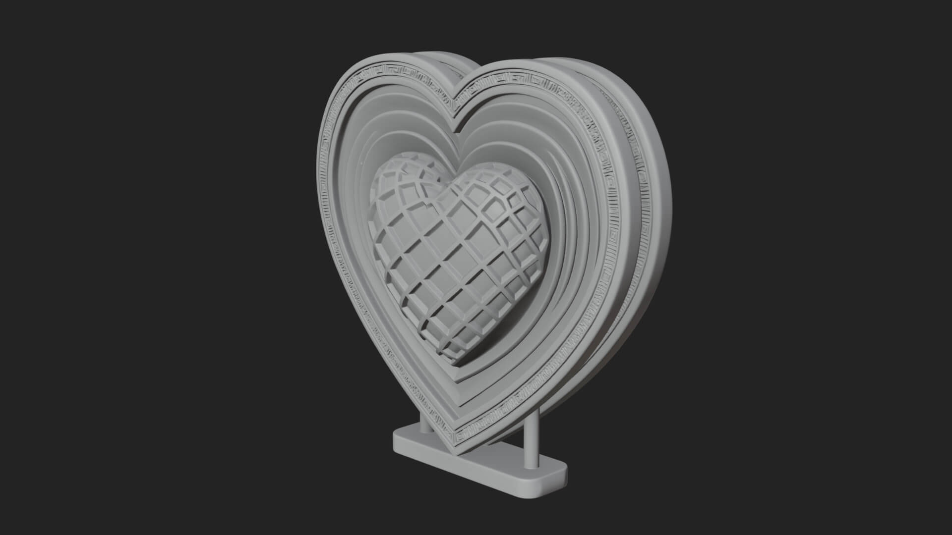 Ornate Framed Heart Plaque Design 223 3D Print Model 3D Model