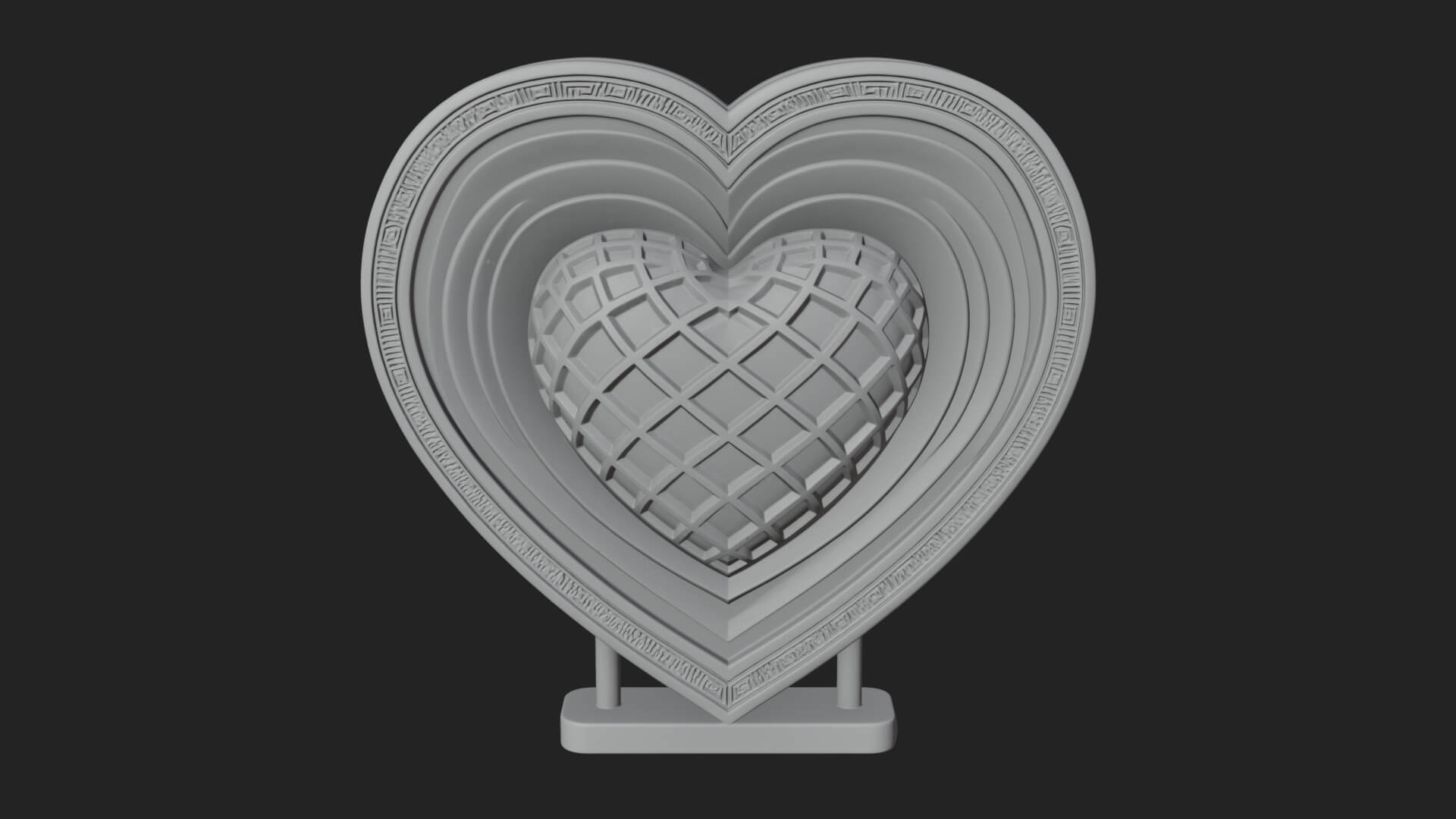 Ornate Framed Heart Plaque Design 223 3D Print Model 3D Model