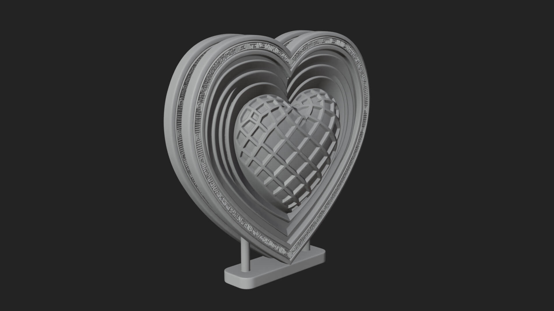 Ornate Framed Heart Plaque Design 223 3D Print Model 3D Model