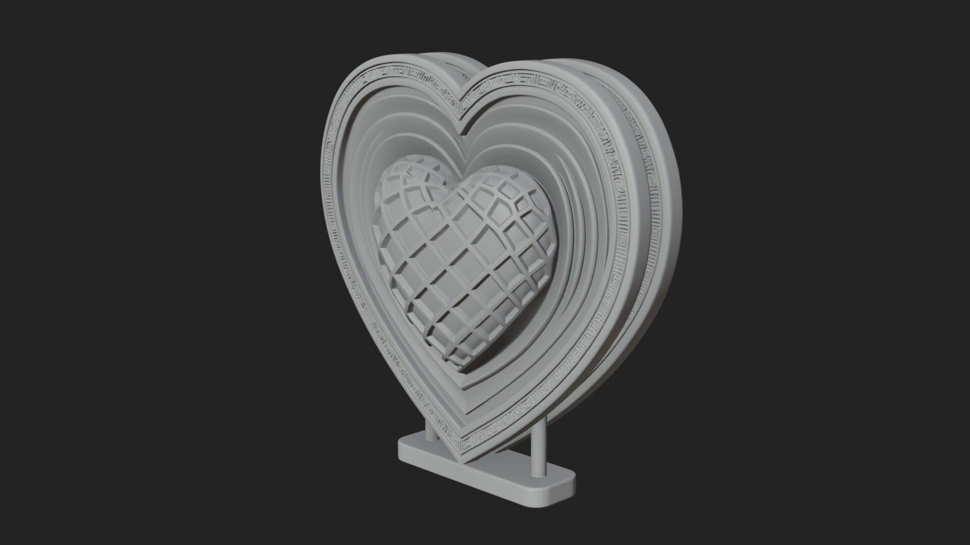 Ornate Framed Heart Plaque Design 223 3D Print Model 3D Model