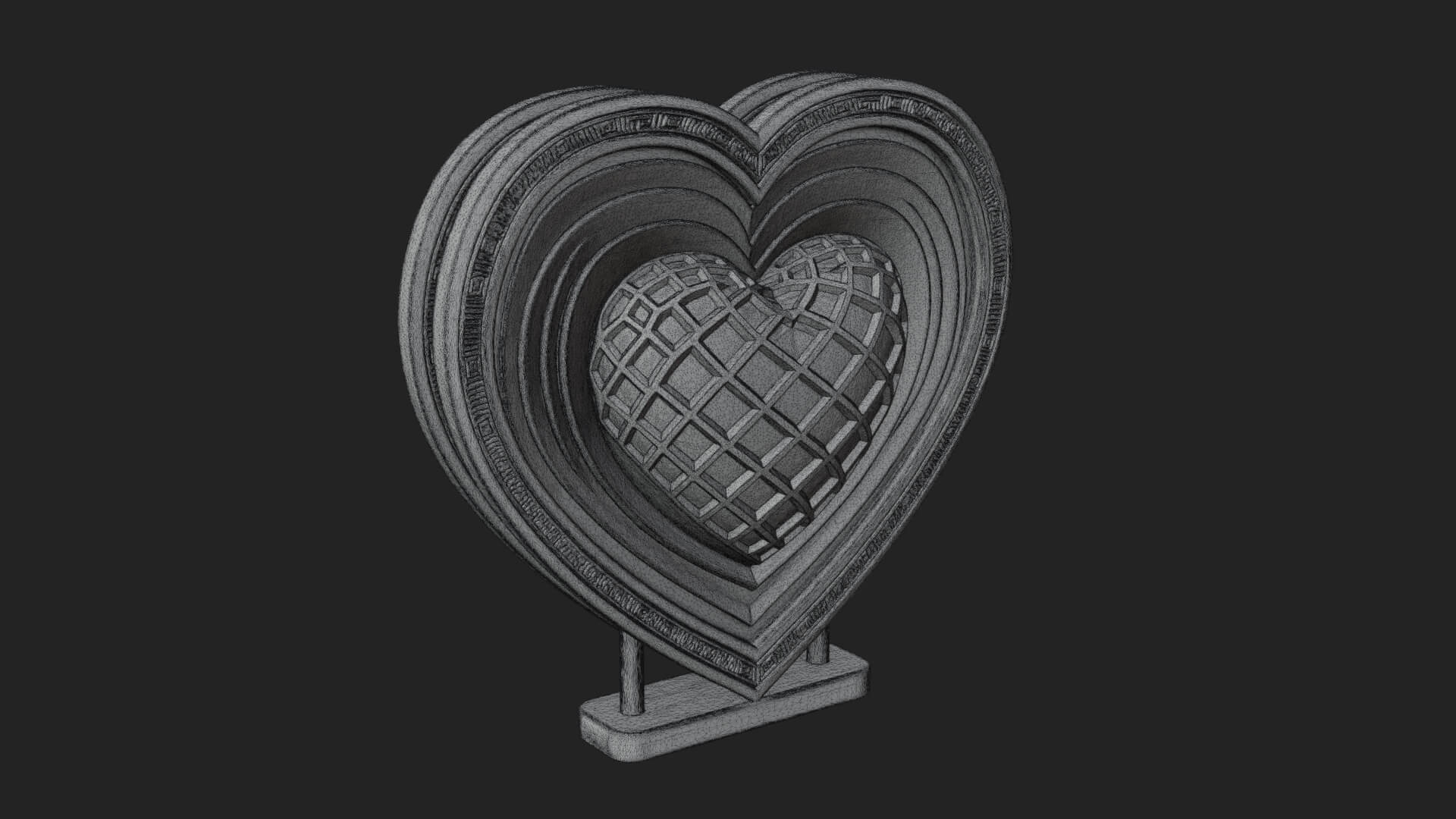Ornate Framed Heart Plaque Design 223 3D Print Model 3D Model