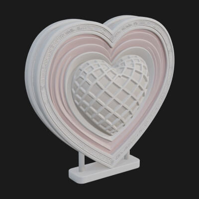 Ornate Framed Heart Plaque Design 223 3D Print Model