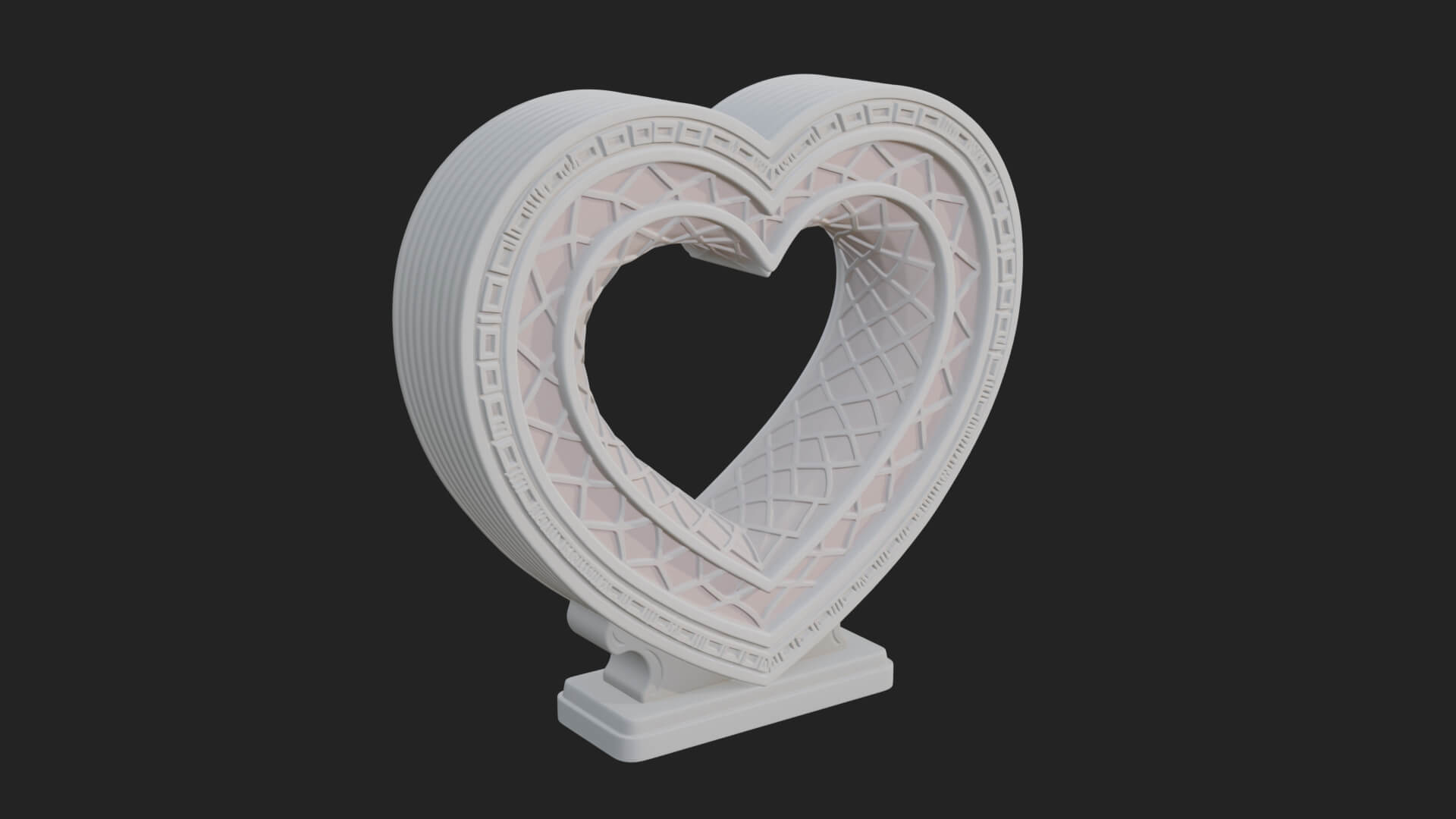 Ornate Framed Heart Plaque Design 224 3D Print Model 3D Model