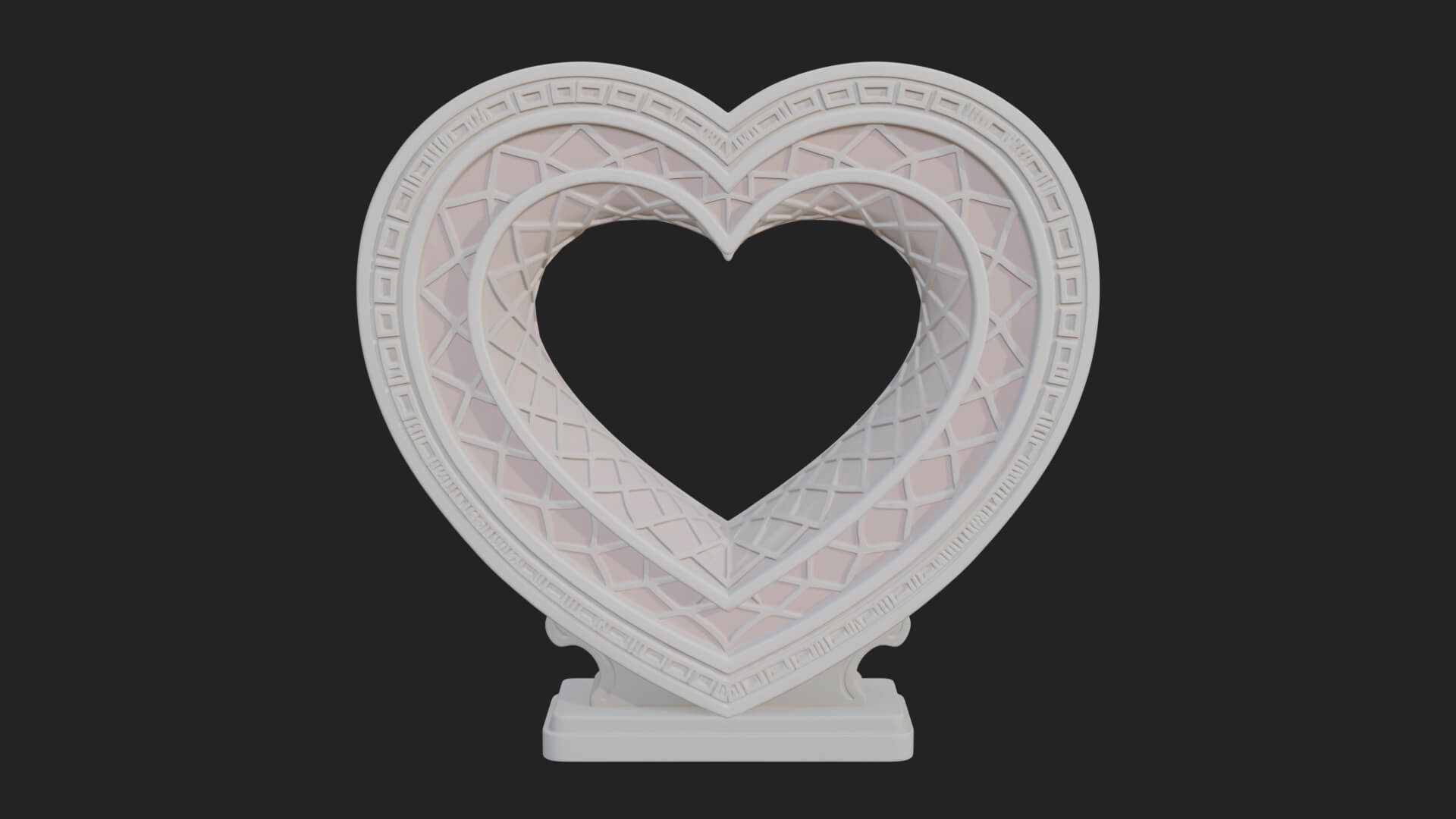 Ornate Framed Heart Plaque Design 224 3D Print Model 3D Model