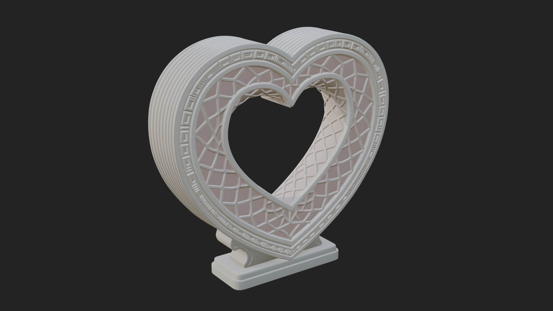 Ornate Framed Heart Plaque Design 224 3D Print Model 3D Model
