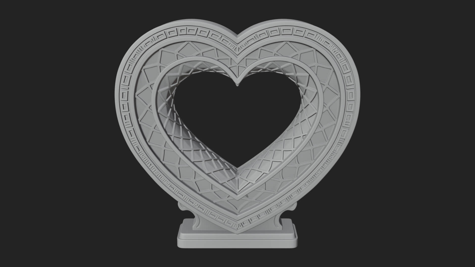 Ornate Framed Heart Plaque Design 224 3D Print Model 3D Model
