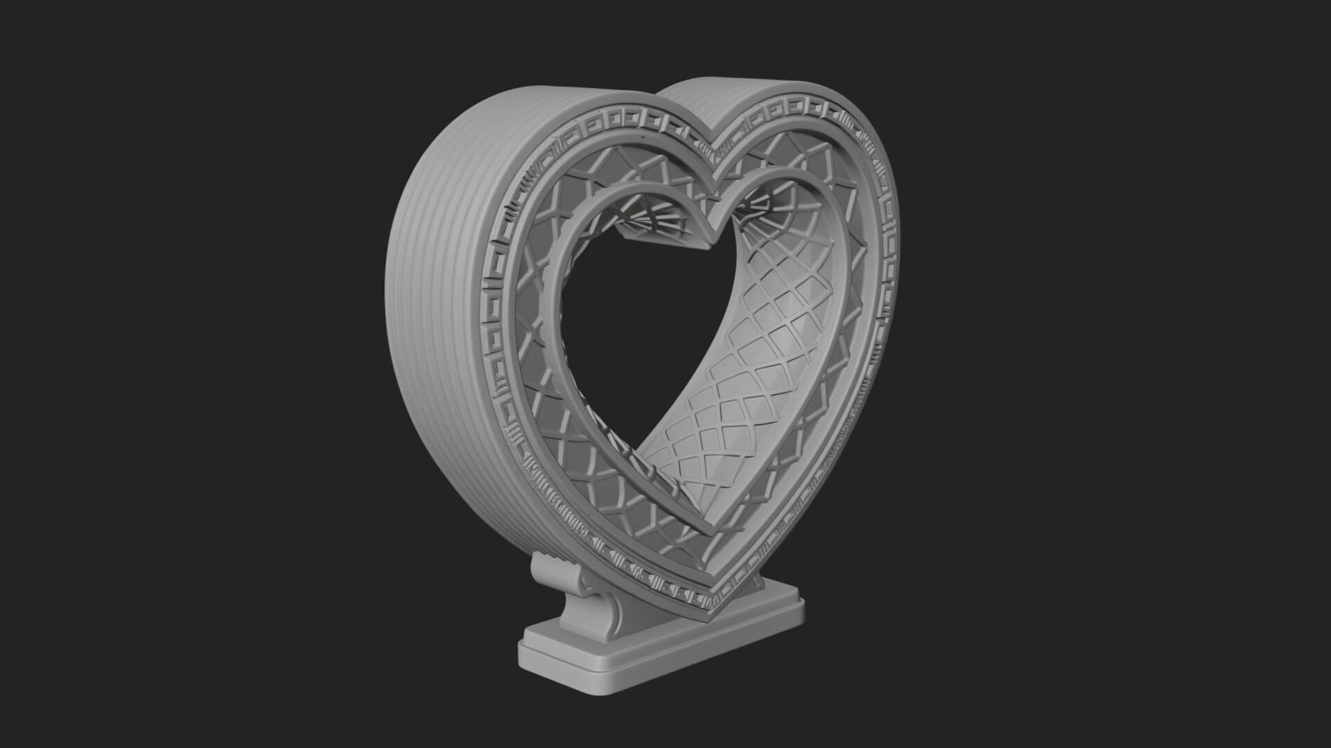 Ornate Framed Heart Plaque Design 224 3D Print Model 3D Model