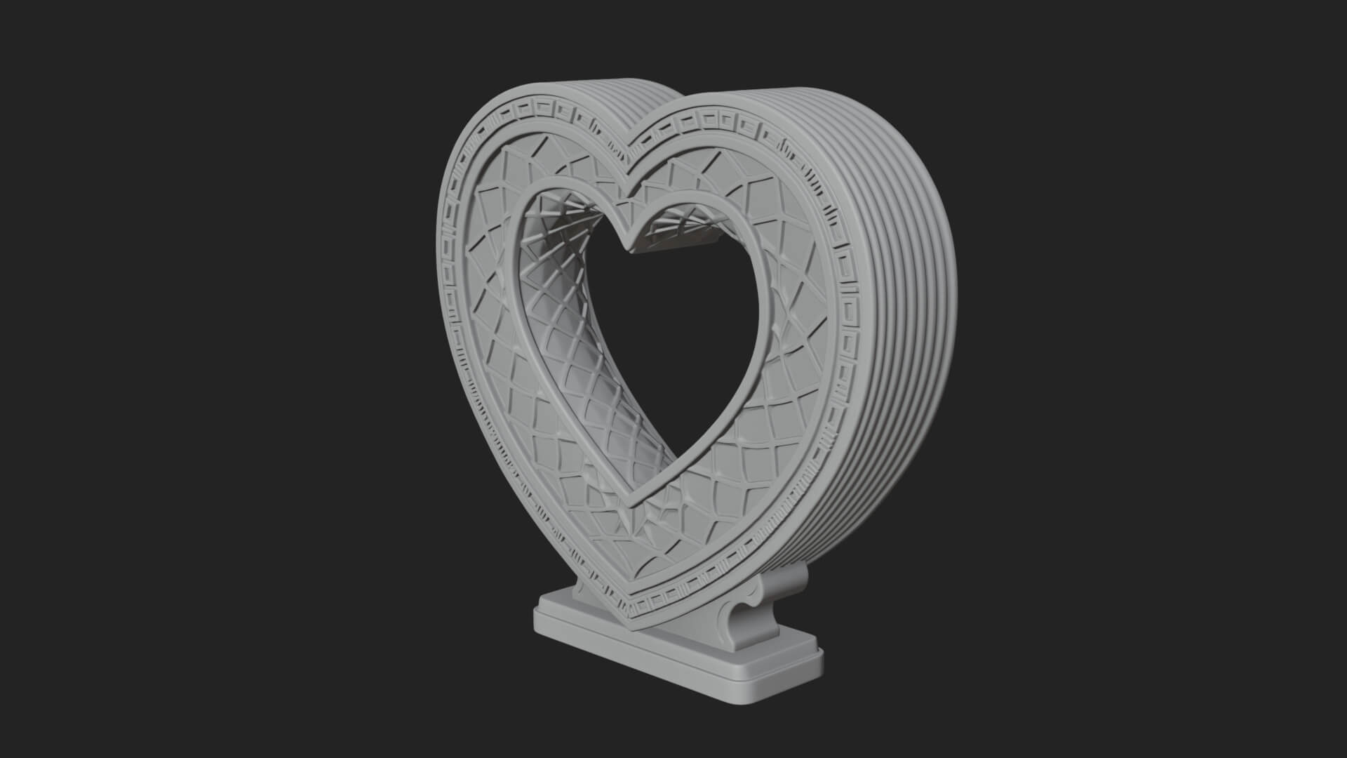 Ornate Framed Heart Plaque Design 224 3D Print Model 3D Model