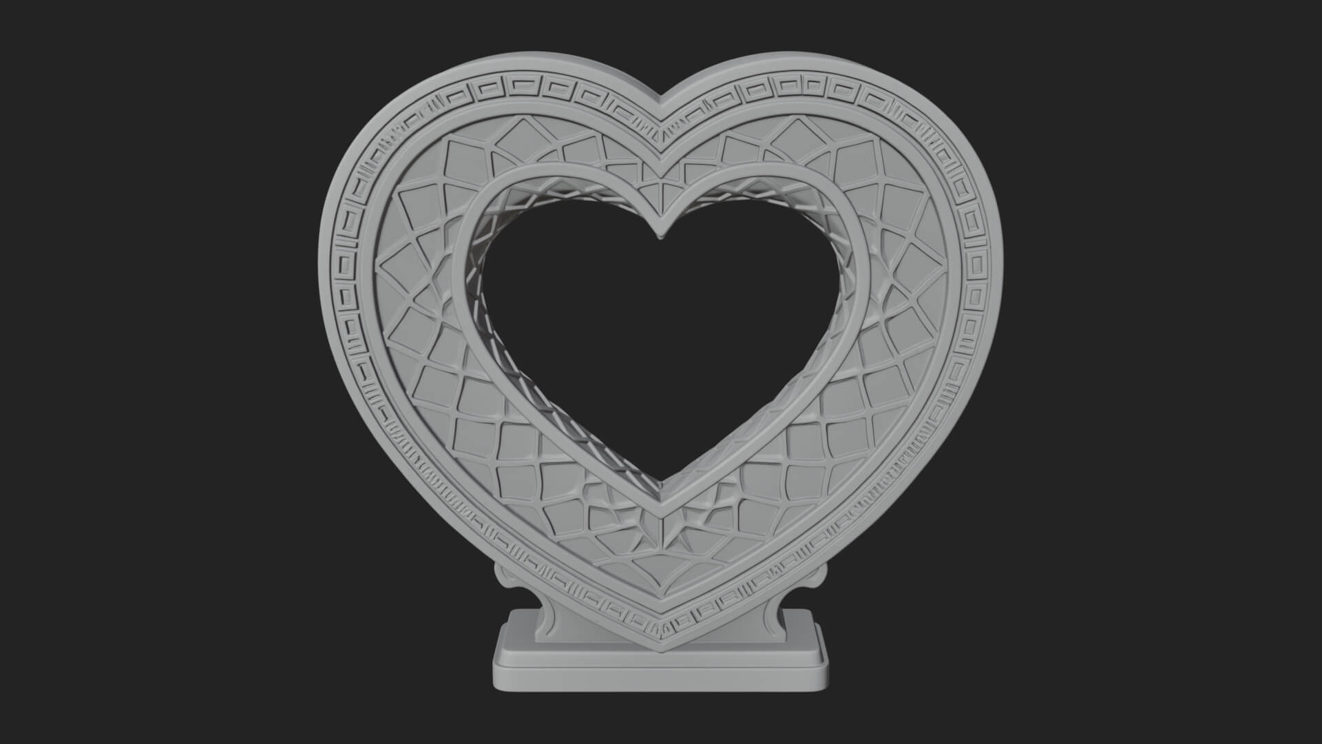Ornate Framed Heart Plaque Design 224 3D Print Model 3D Model
