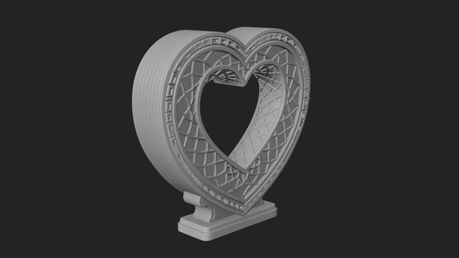 Ornate Framed Heart Plaque Design 224 3D Print Model 3D Model