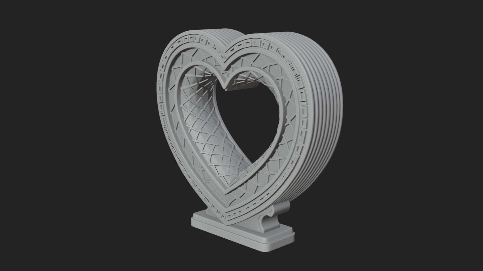 Ornate Framed Heart Plaque Design 224 3D Print Model 3D Model