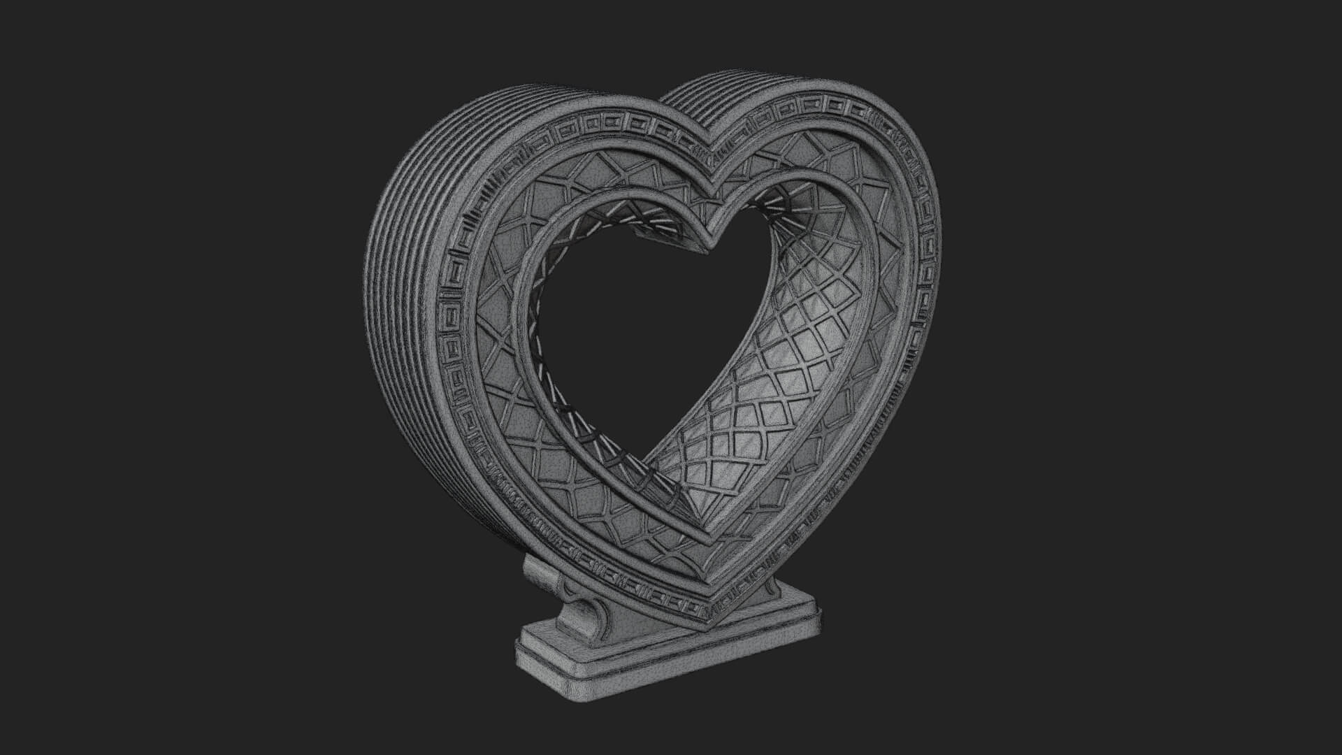 Ornate Framed Heart Plaque Design 224 3D Print Model 3D Model