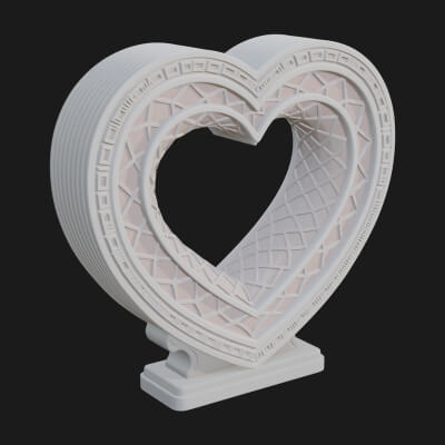 Ornate Framed Heart Plaque Design 224 3D Print Model