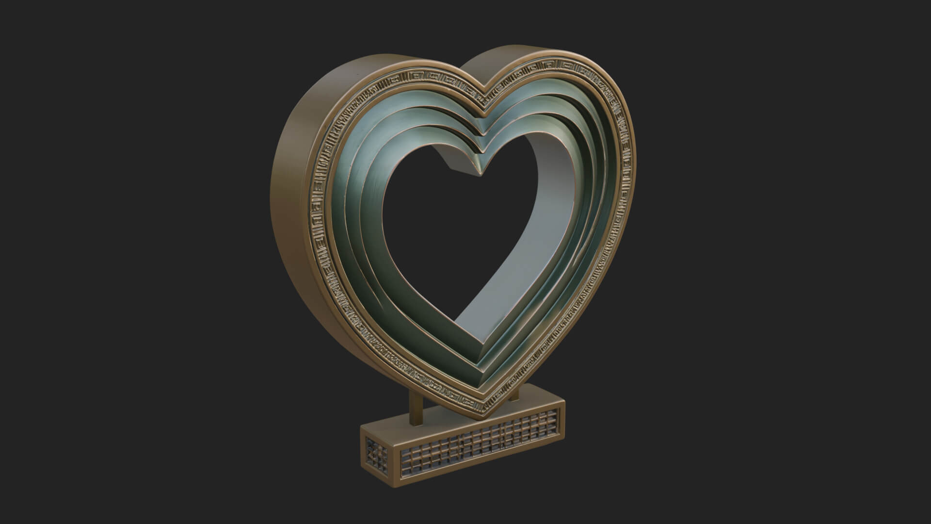 Ornate Framed Heart Plaque Design 225 3D Print Model 3D Model