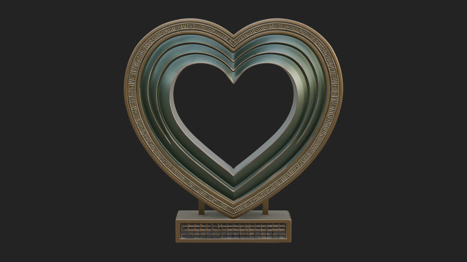 Ornate Framed Heart Plaque Design 225 3D Print Model 3D Model