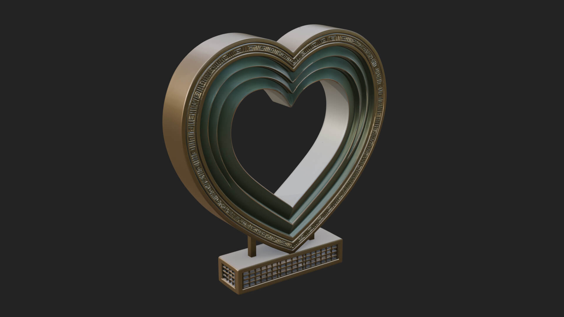 Ornate Framed Heart Plaque Design 225 3D Print Model 3D Model