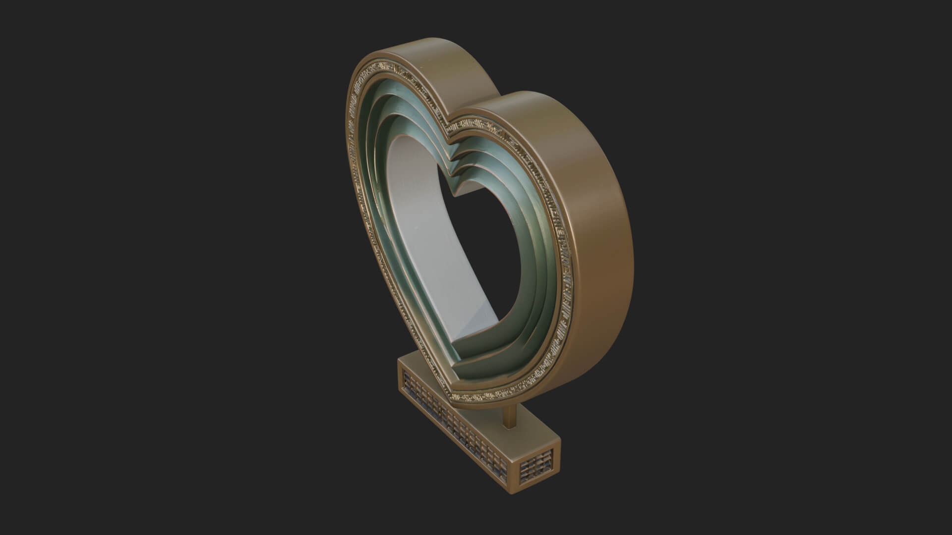 Ornate Framed Heart Plaque Design 225 3D Print Model 3D Model