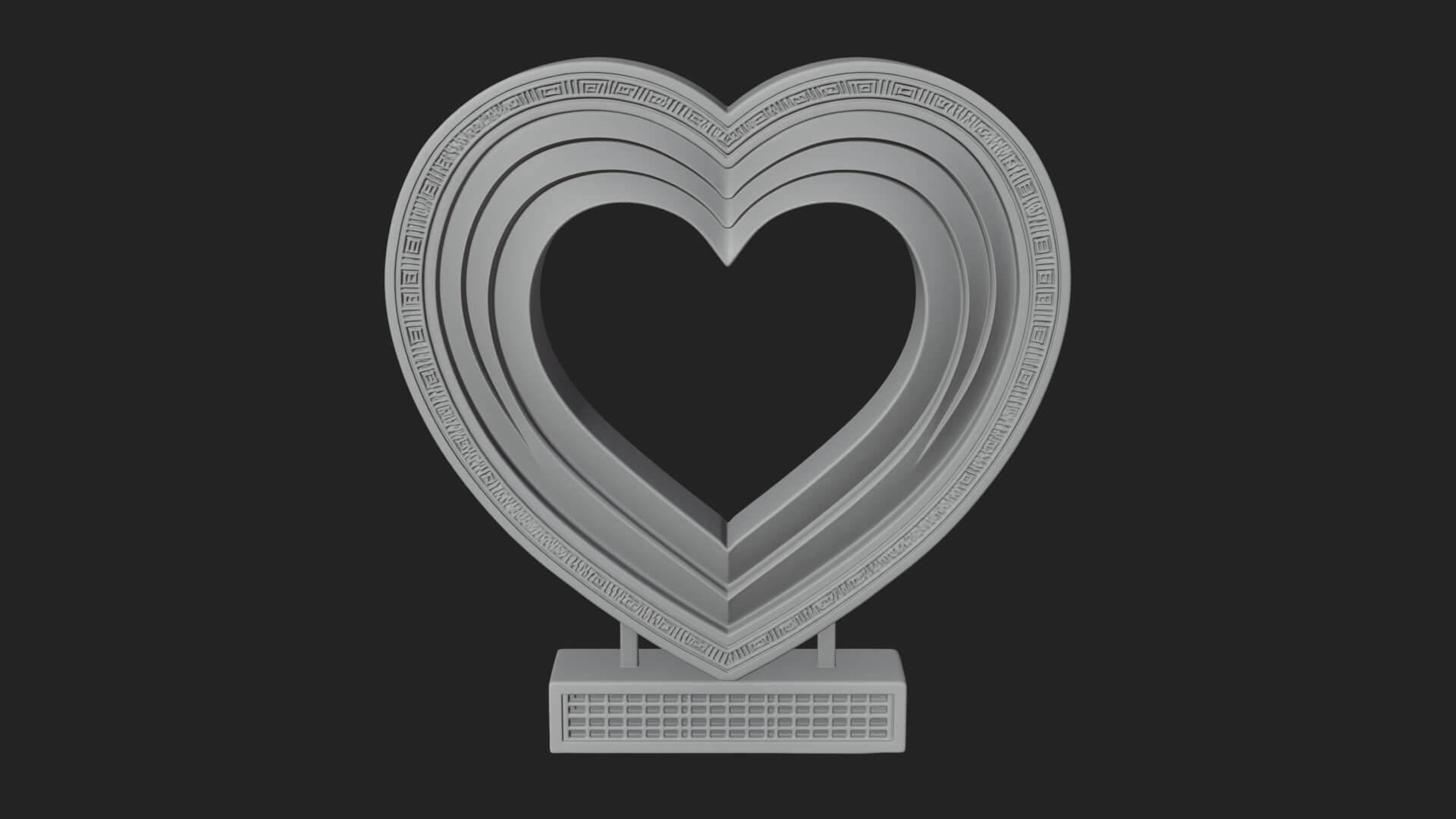 Ornate Framed Heart Plaque Design 225 3D Print Model 3D Model