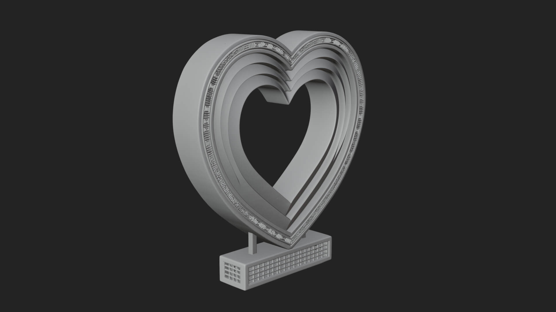 Ornate Framed Heart Plaque Design 225 3D Print Model 3D Model