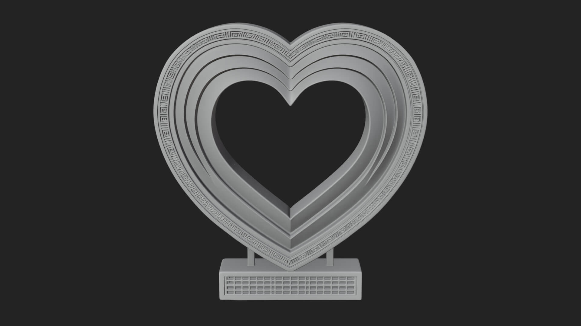 Ornate Framed Heart Plaque Design 225 3D Print Model 3D Model