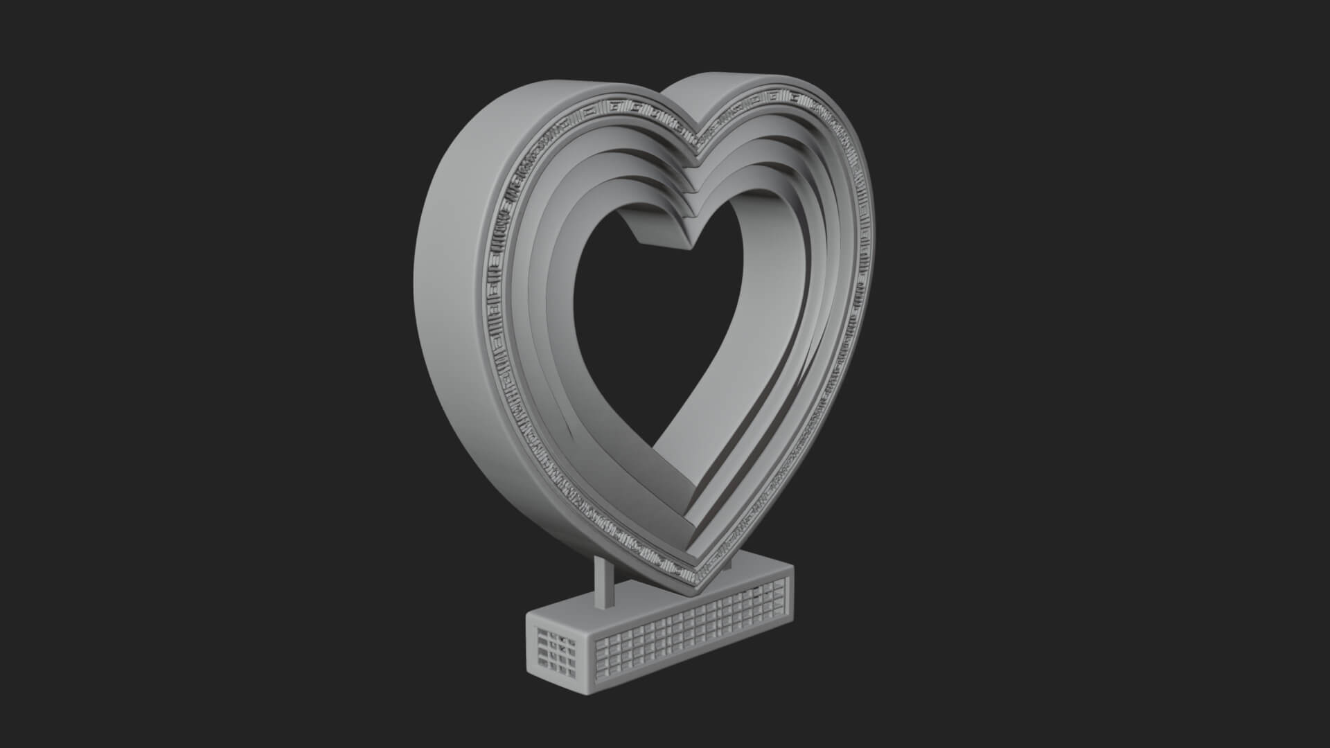 Ornate Framed Heart Plaque Design 225 3D Print Model 3D Model
