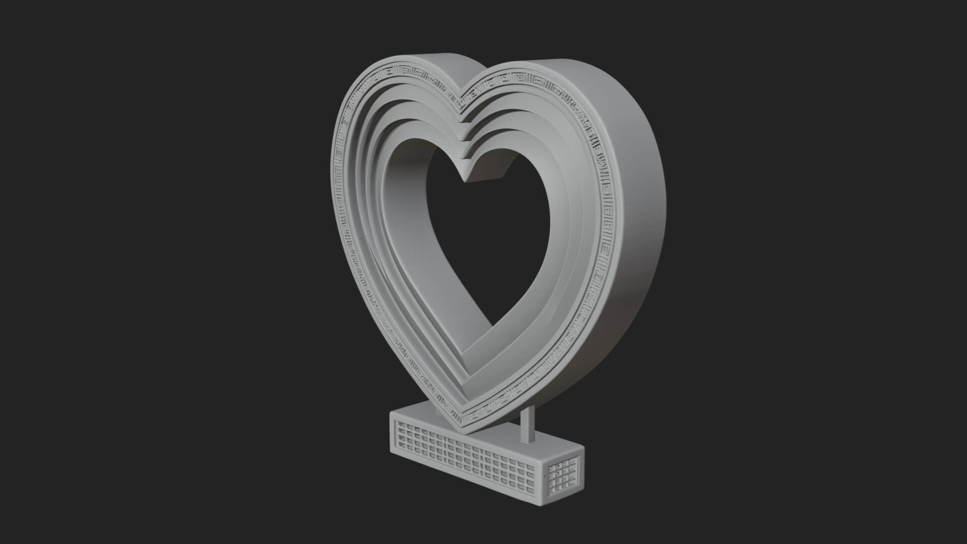 Ornate Framed Heart Plaque Design 225 3D Print Model 3D Model
