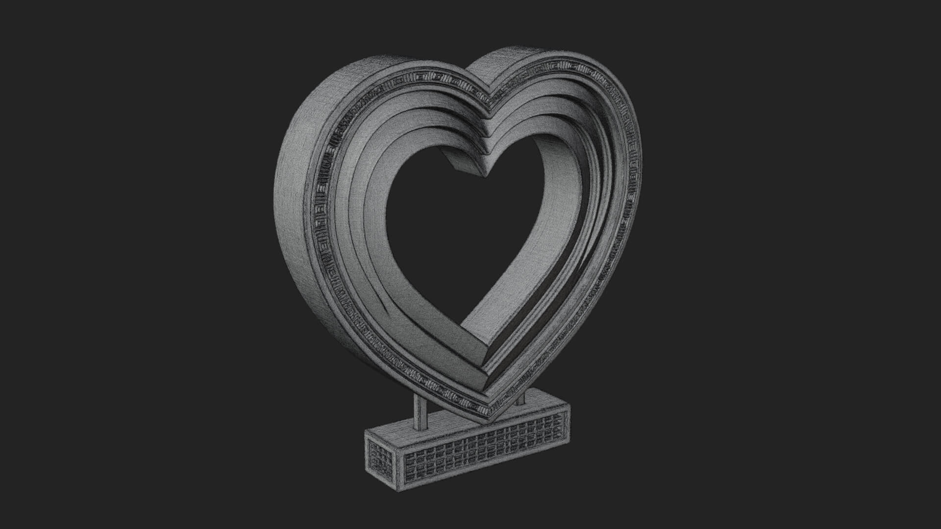 Ornate Framed Heart Plaque Design 225 3D Print Model 3D Model