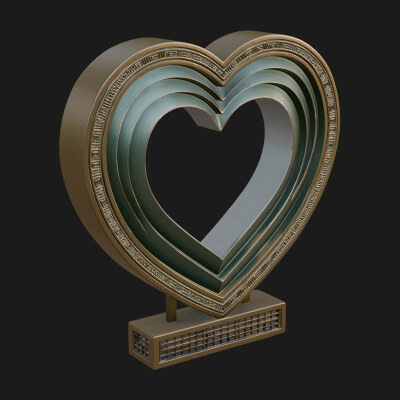 Ornate Framed Heart Plaque Design 225 3D Print Model