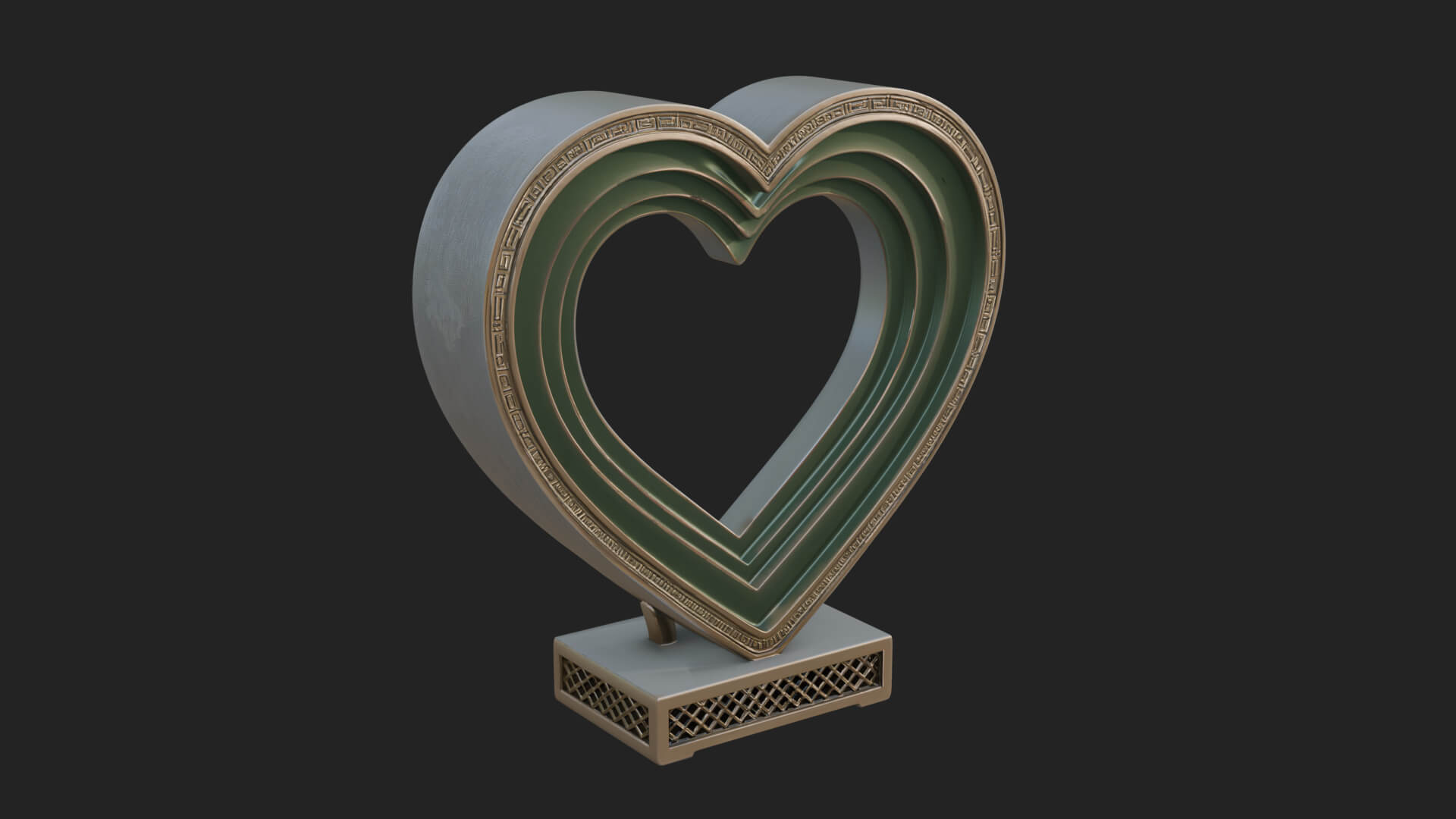 Ornate Framed Heart Plaque Design 227 3D Print Model 3D Model