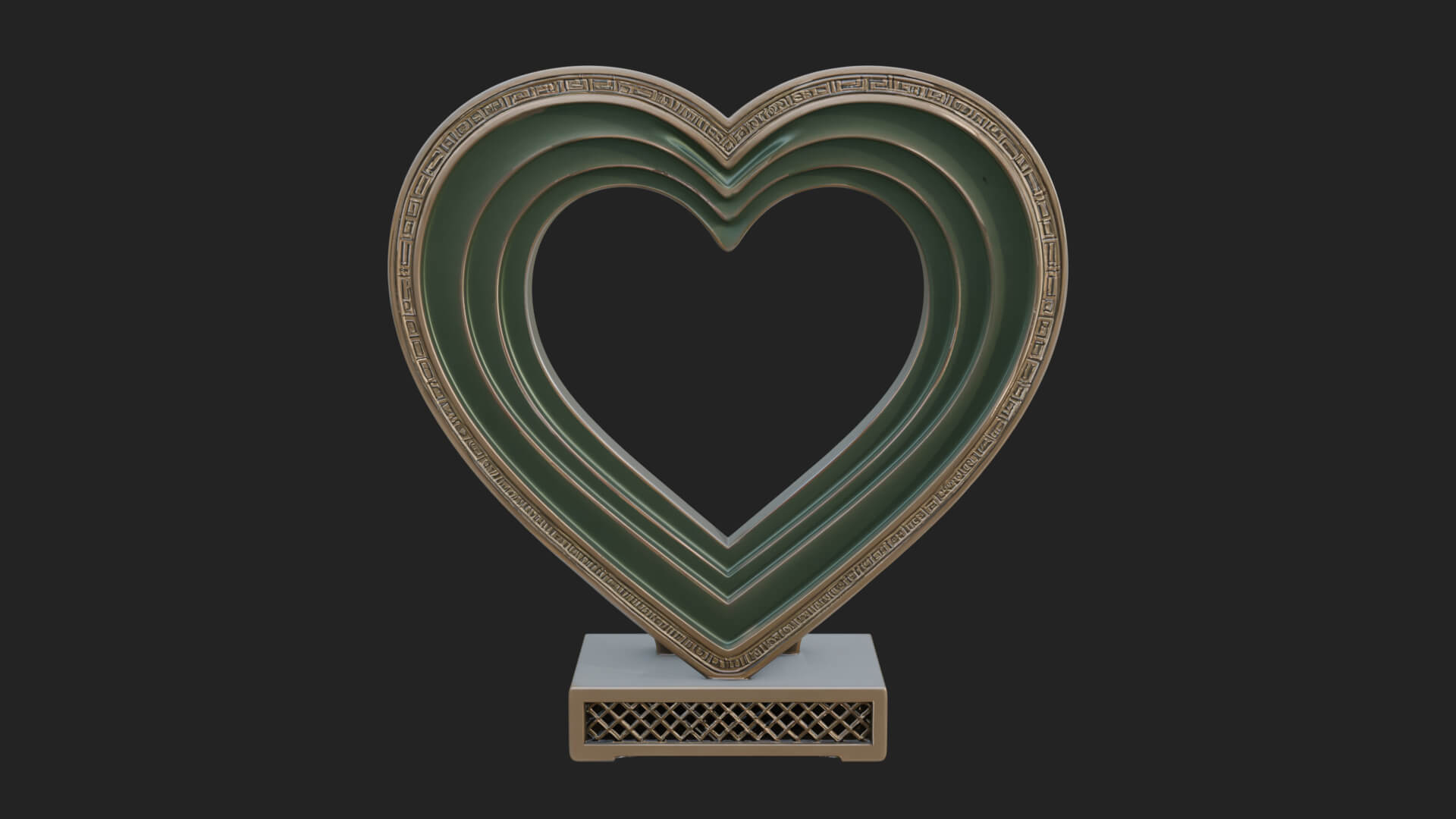 Ornate Framed Heart Plaque Design 227 3D Print Model 3D Model