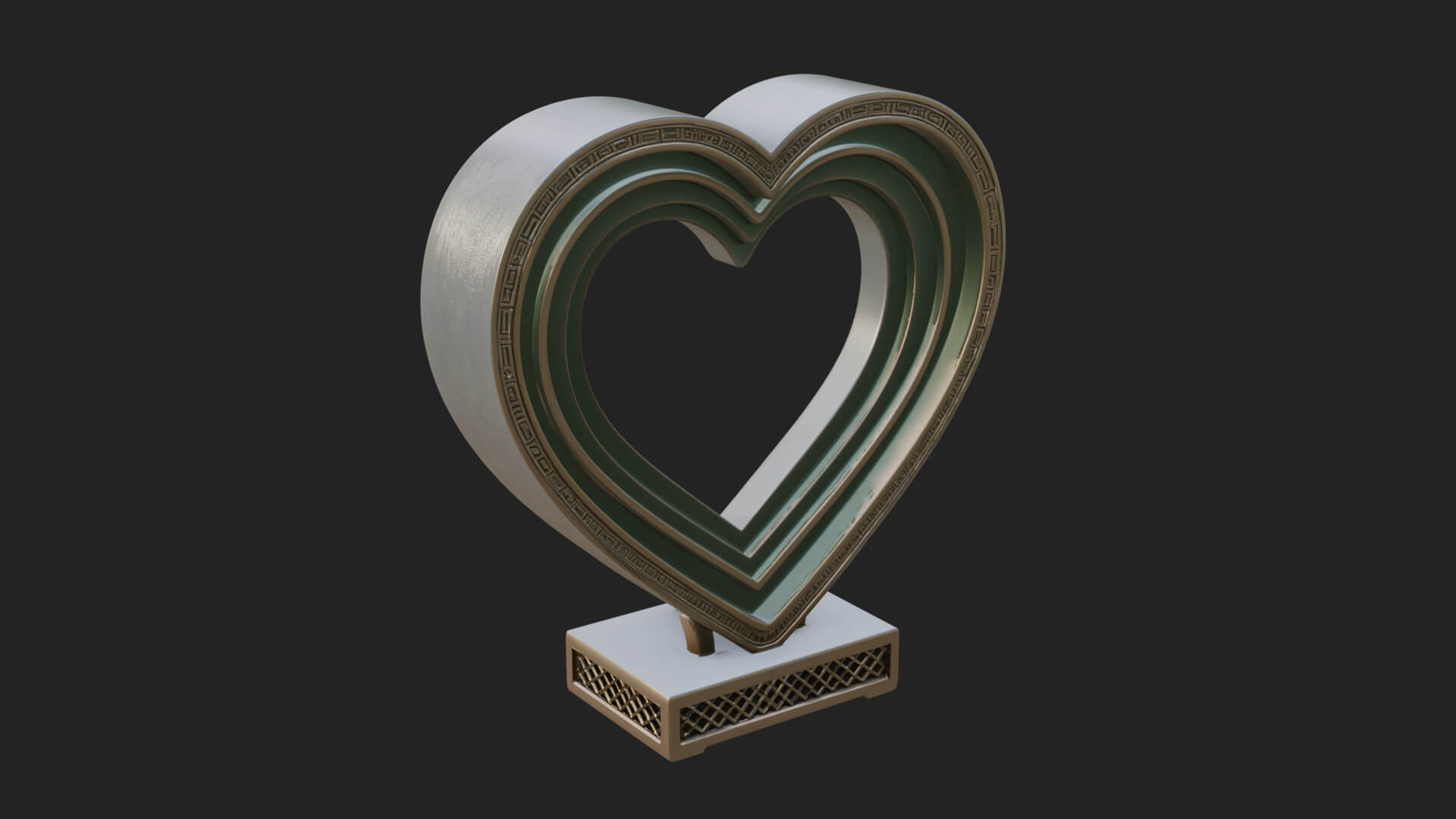 Ornate Framed Heart Plaque Design 227 3D Print Model 3D Model