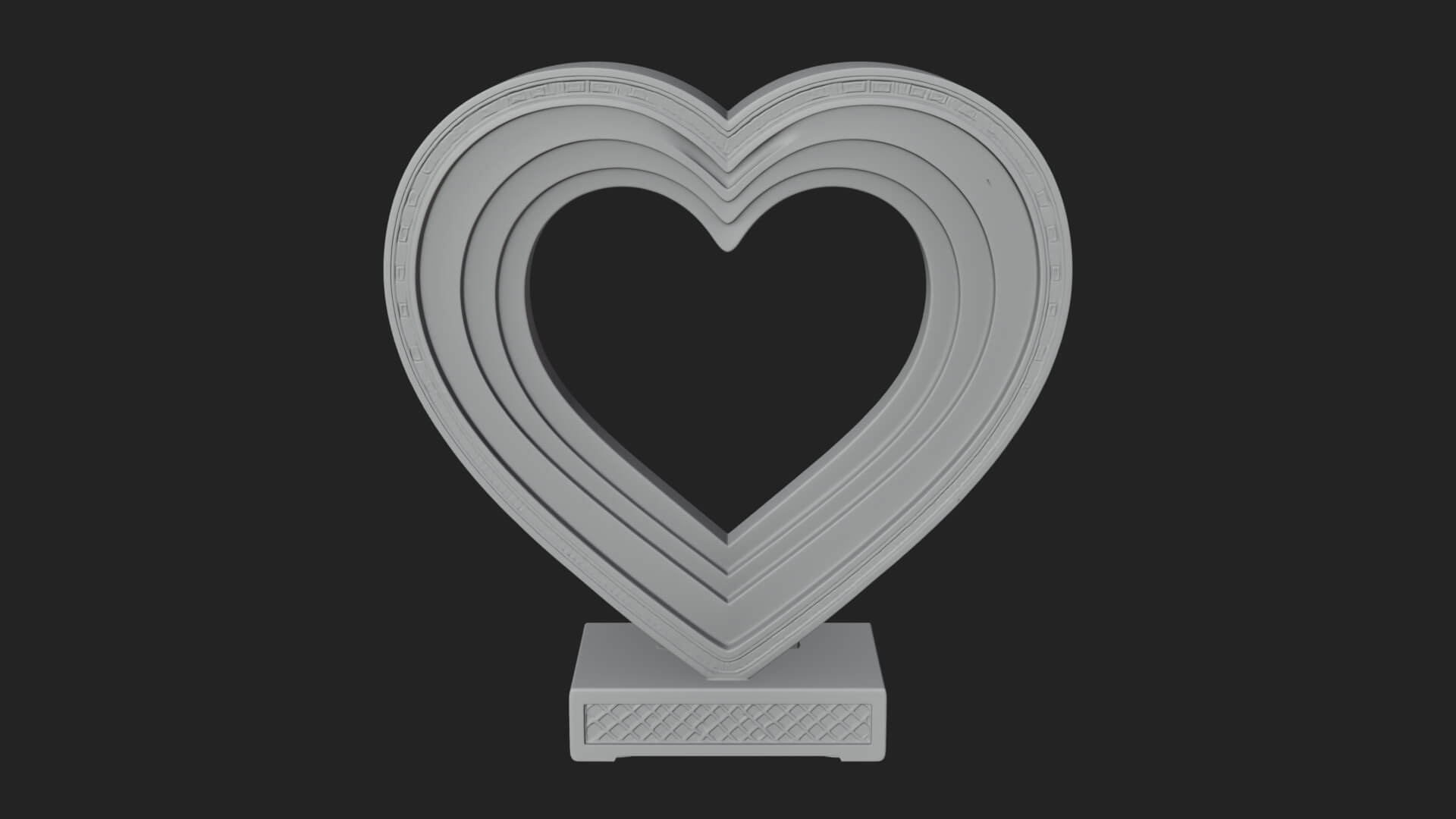 Ornate Framed Heart Plaque Design 227 3D Print Model 3D Model