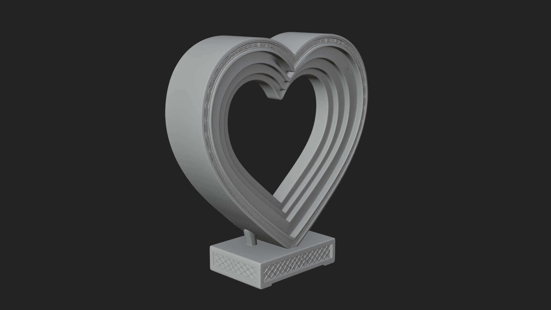 Ornate Framed Heart Plaque Design 227 3D Print Model 3D Model