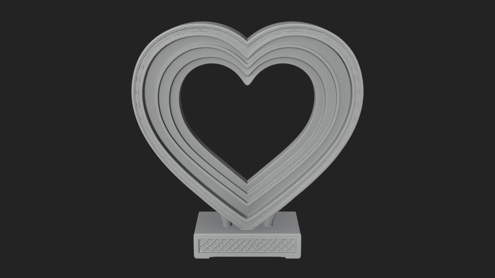 Ornate Framed Heart Plaque Design 227 3D Print Model 3D Model
