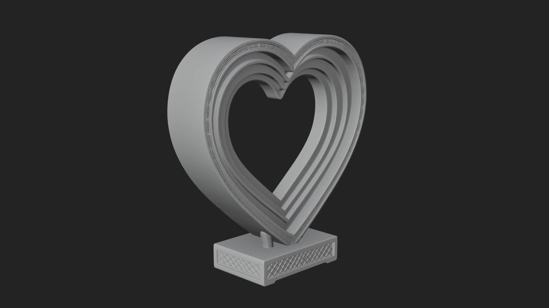 Ornate Framed Heart Plaque Design 227 3D Print Model 3D Model