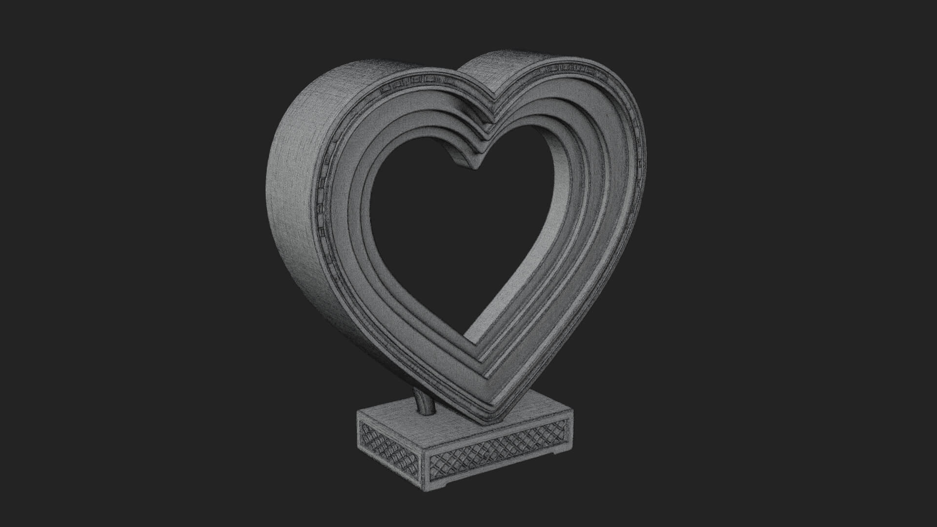 Ornate Framed Heart Plaque Design 227 3D Print Model 3D Model